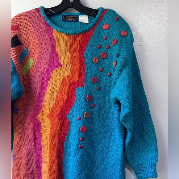 20 Ans Vibrant Multicolor Women's Knit Sweater Sz M - Picture 4 of 8